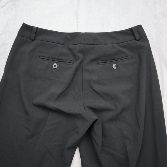 Casual Pants Women 8 Black Plain Petite Mid Rise Flat Front Wide Leg Dress Pants - Picture 14 of 16